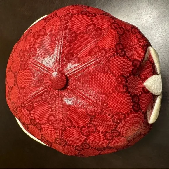 New Gucci x Adidas Wide Brim GG Supreme Logo Hat Red White Size M - Picture 11 of 14